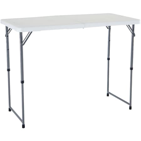 Lifetime 4 Ft. x 24 In. White Granite Light Commercial Fold-In-Half Table 4428
